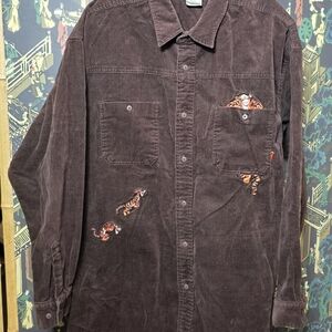 Disney Store (Size XL) Tigger Brown Corduroy Button Down Shirt Shacket VTG 1-10